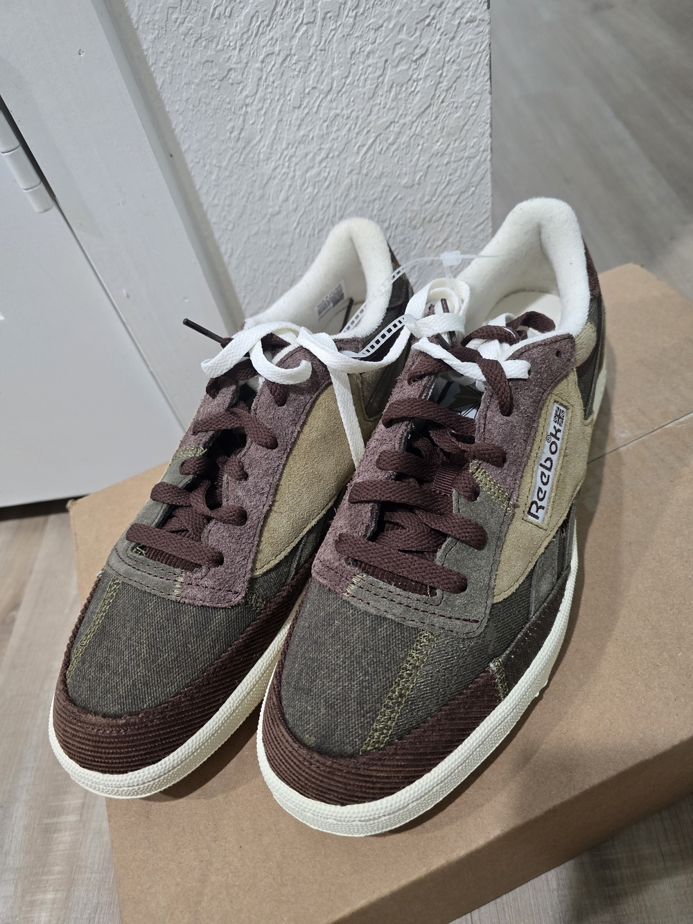 Reebok Club C Revenge Men's Suede & Canvas Sneakers in Brown and Olive....